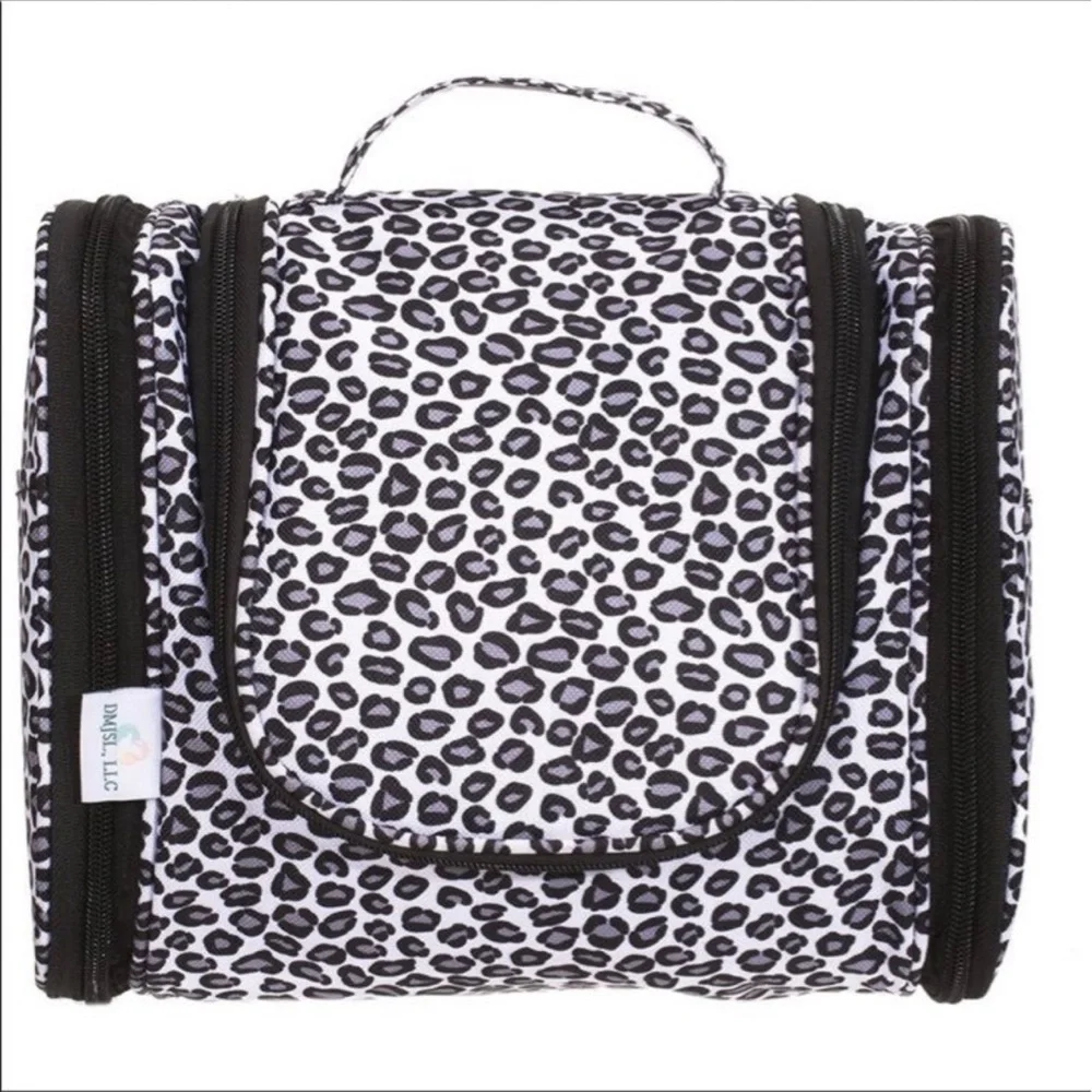 Hanging Travel Toiletry Bag - Black and White